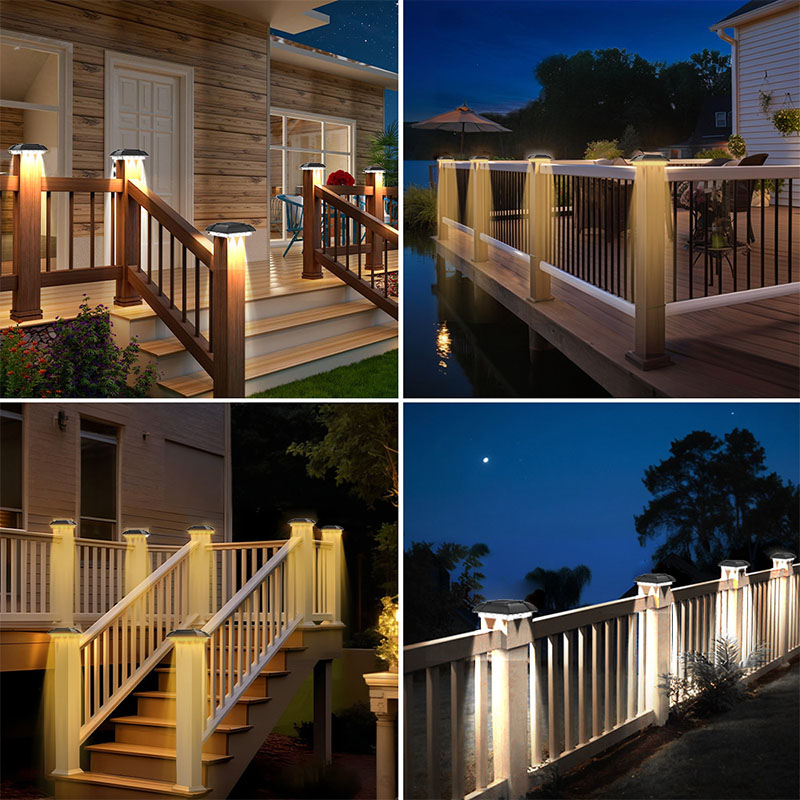 IP65 Waterproof LED Solar Column Light Outdoor Solar Light Garden Yard Garden Outside Decorative Lighting for 4 Inch Wood Posts