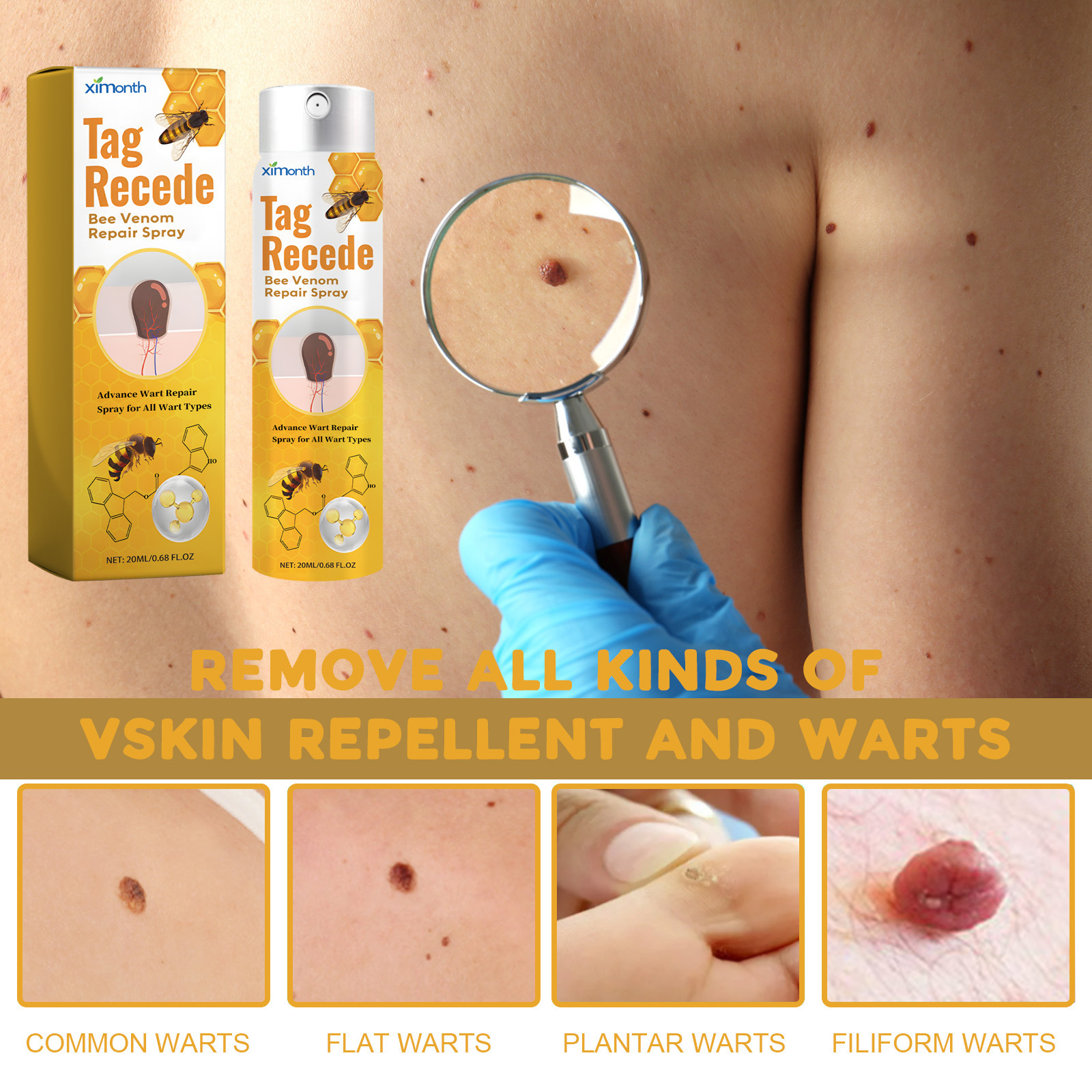 Bee Venom Skin Tag And Blemish Care Spray For Smoothing Moisturizing And Daily Skin Nourishment