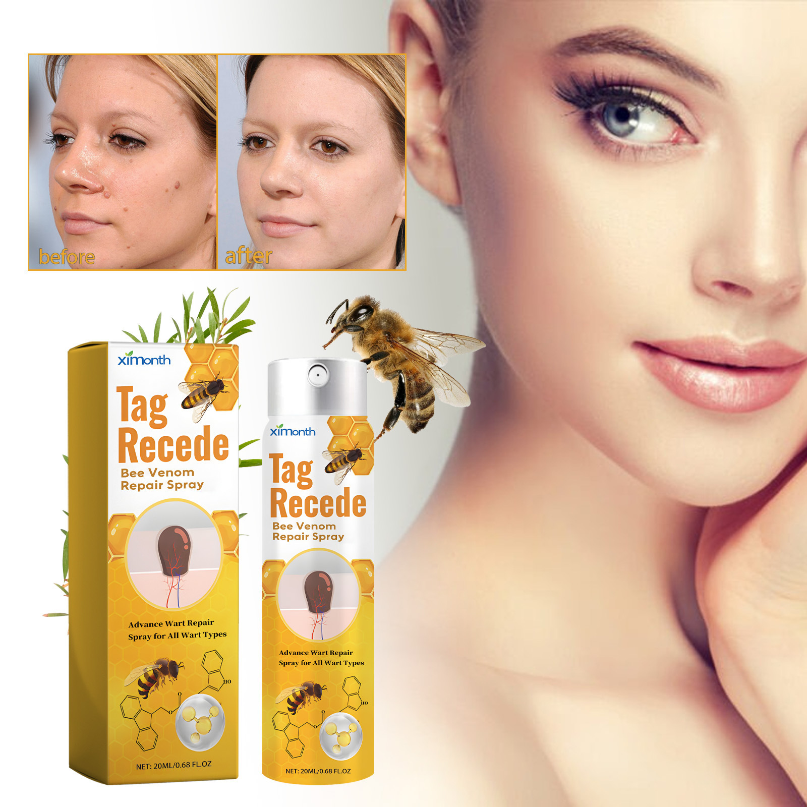 Bee Venom Skin Tag And Blemish Care Spray For Smoothing Moisturizing And Daily Skin Nourishment