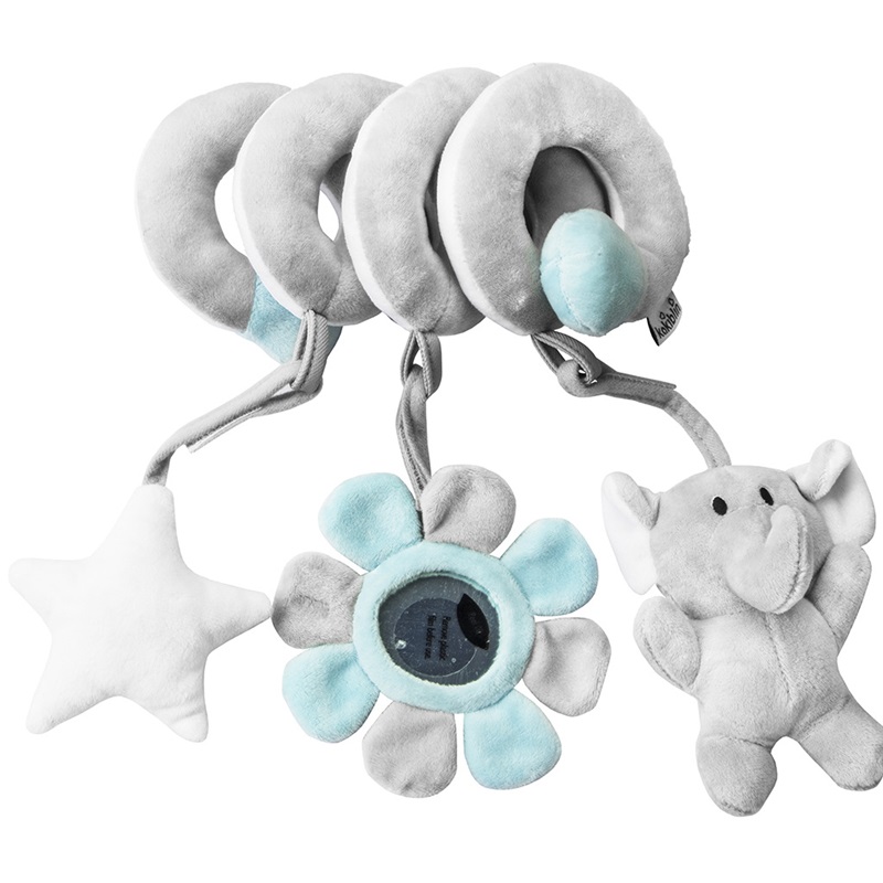 (pig) Car Seat Infant Baby Spiral Activity Hanging Toys Stroller Bar Crib Bassinet Mobile with Mirror BB Squeaker and Rattles