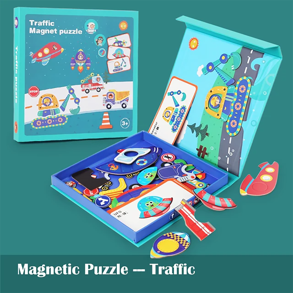 (figure) Magnetic Puzzle Boy Face Dress Up Game Book Shaped S.T.E.M. Montessori Toys Learning Educational Gift for Ages 3 