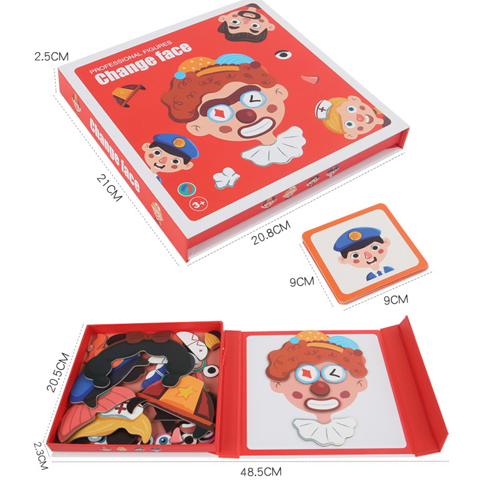 (figure) Magnetic Puzzle Boy Face Dress Up Game Book Shaped S.T.E.M. Montessori Toys Learning Educational Gift for Ages 3 