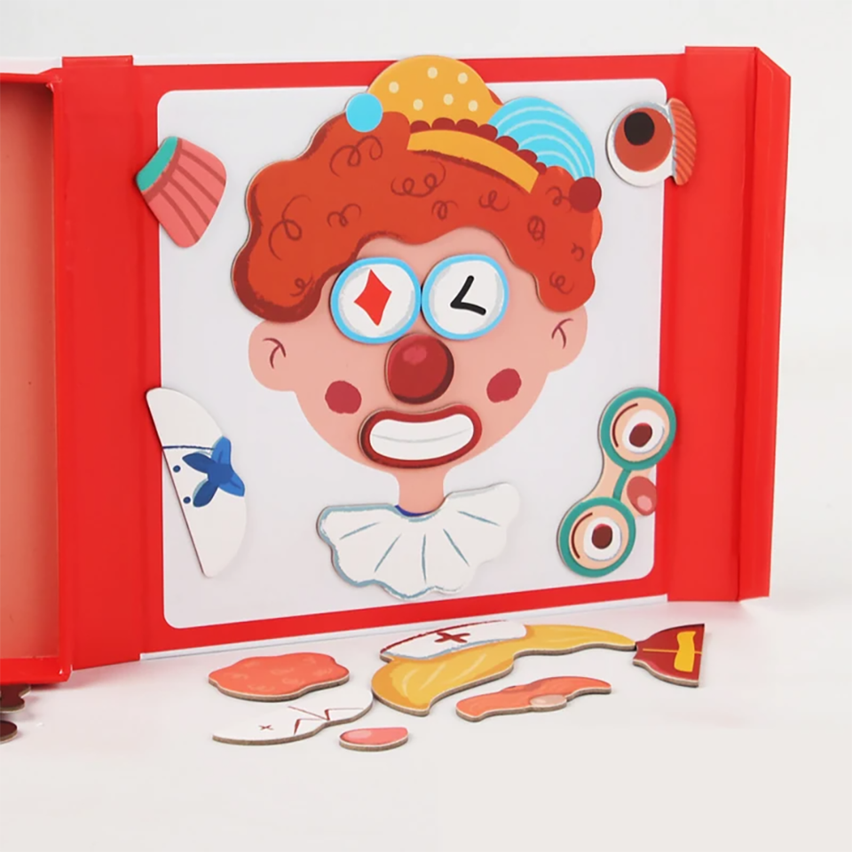 (figure) Magnetic Puzzle Boy Face Dress Up Game Book Shaped S.T.E.M. Montessori Toys Learning Educational Gift for Ages 3 