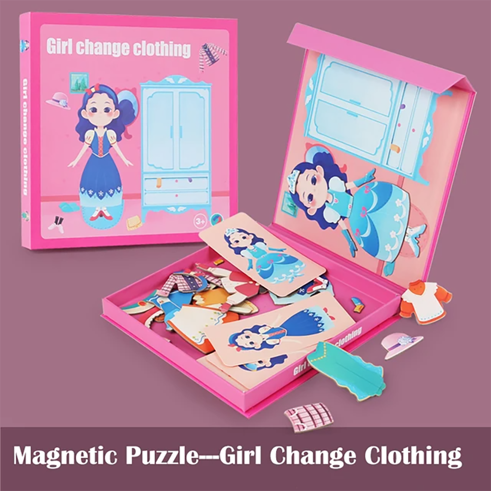 (figure) Magnetic Puzzle Boy Face Dress Up Game Book Shaped S.T.E.M. Montessori Toys Learning Educational Gift for Ages 3 