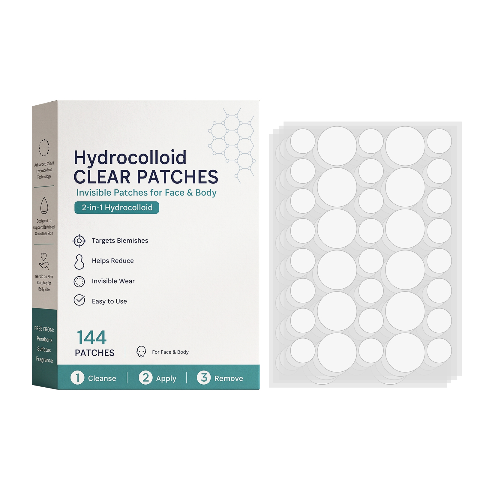 Facial Body Smoothing Care Patch Mild Skin Friendly Breathable Clean Acne Daily Day Night Skin Treatment