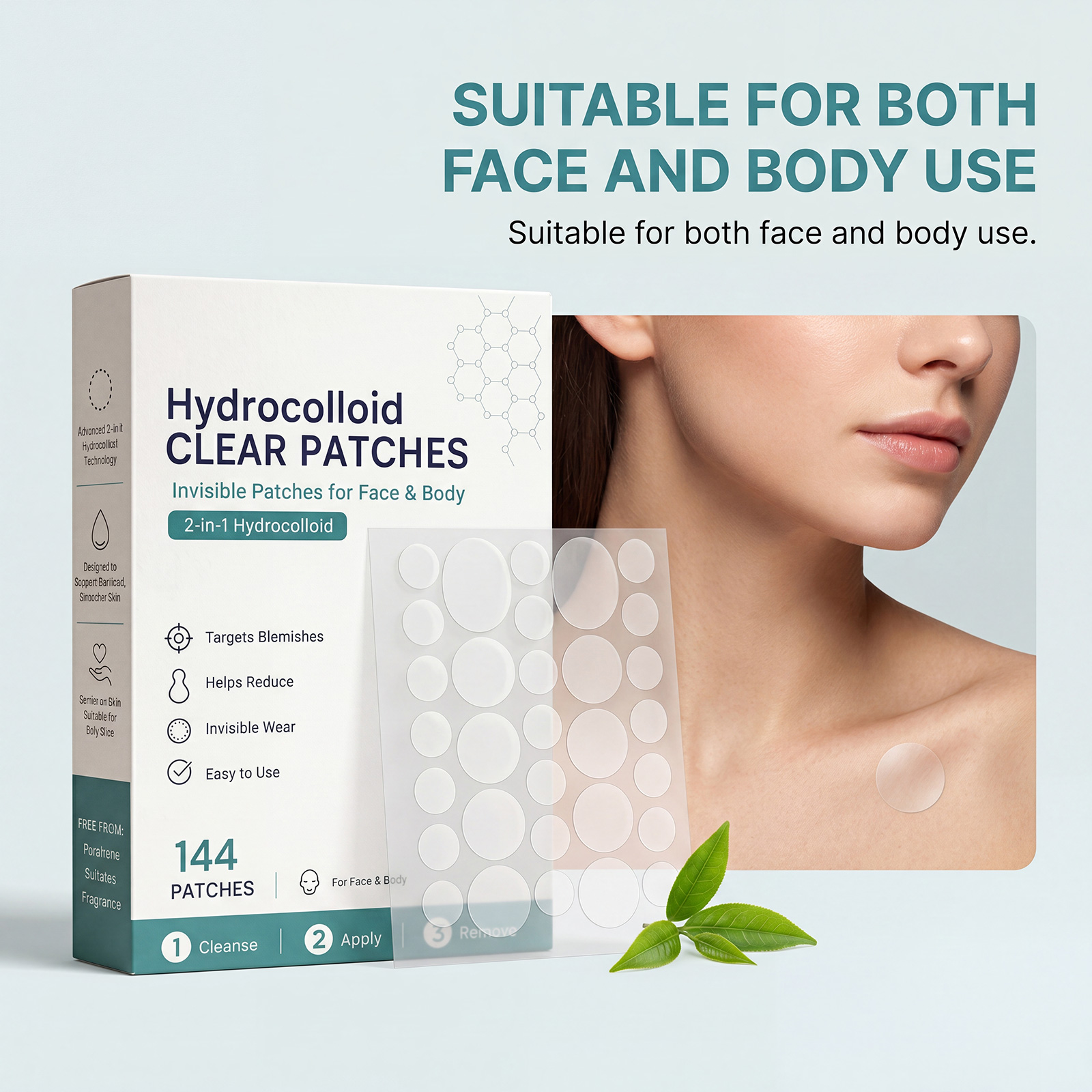 Facial Body Smoothing Care Patch Mild Skin Friendly Breathable Clean Acne Daily Day Night Skin Treatment