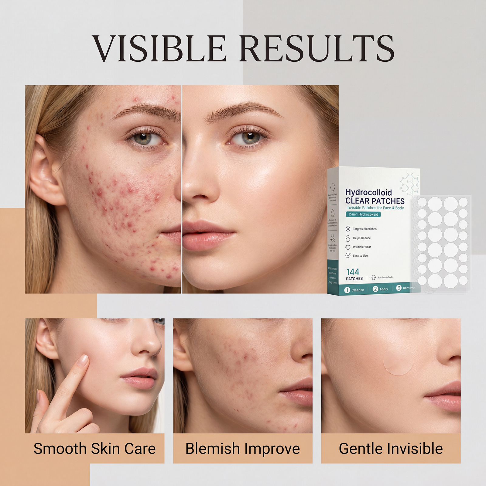 Facial Body Smoothing Care Patch Mild Skin Friendly Breathable Clean Acne Daily Day Night Skin Treatment