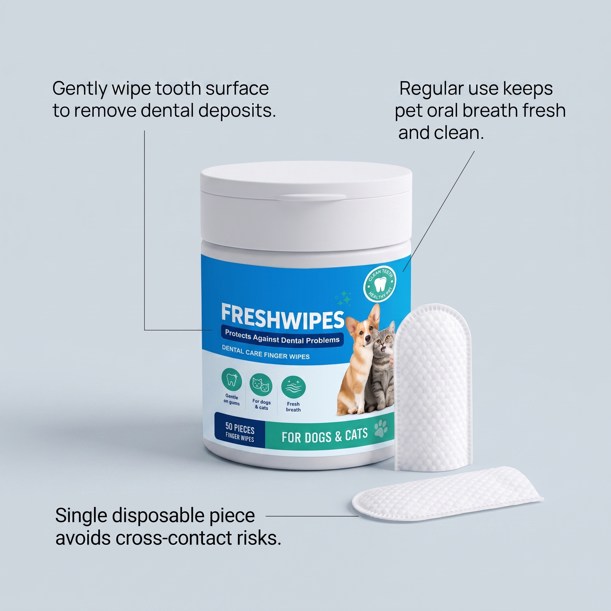 Pet Dental Finger Wipes Soft Comfortable Fresh Clean For Dogs And Cats Oral Teeth Care