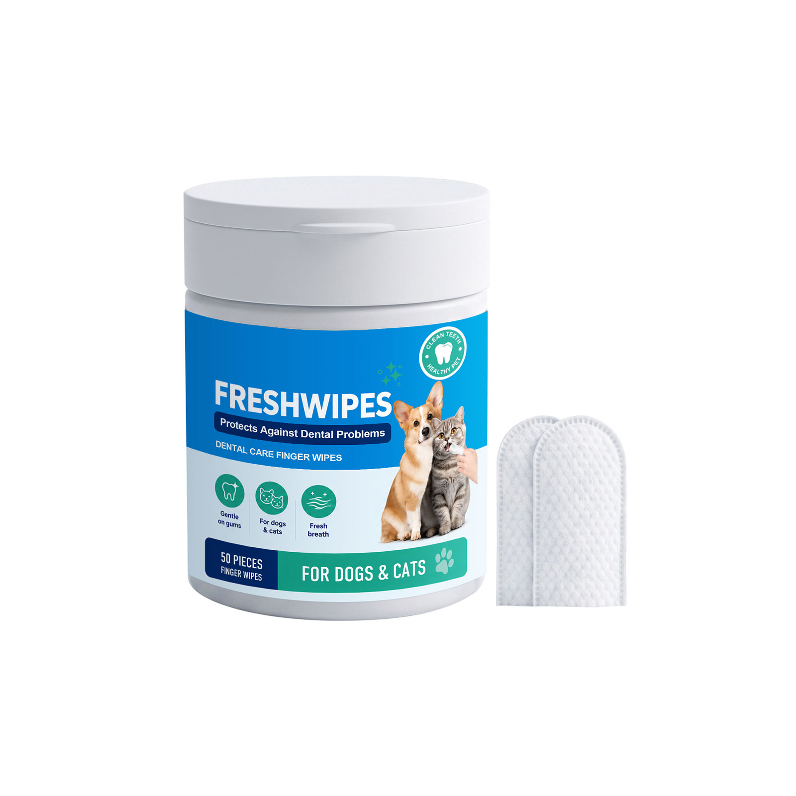 Pet Dental Finger Wipes Soft Comfortable Fresh Clean For Dogs And Cats Oral Teeth Care