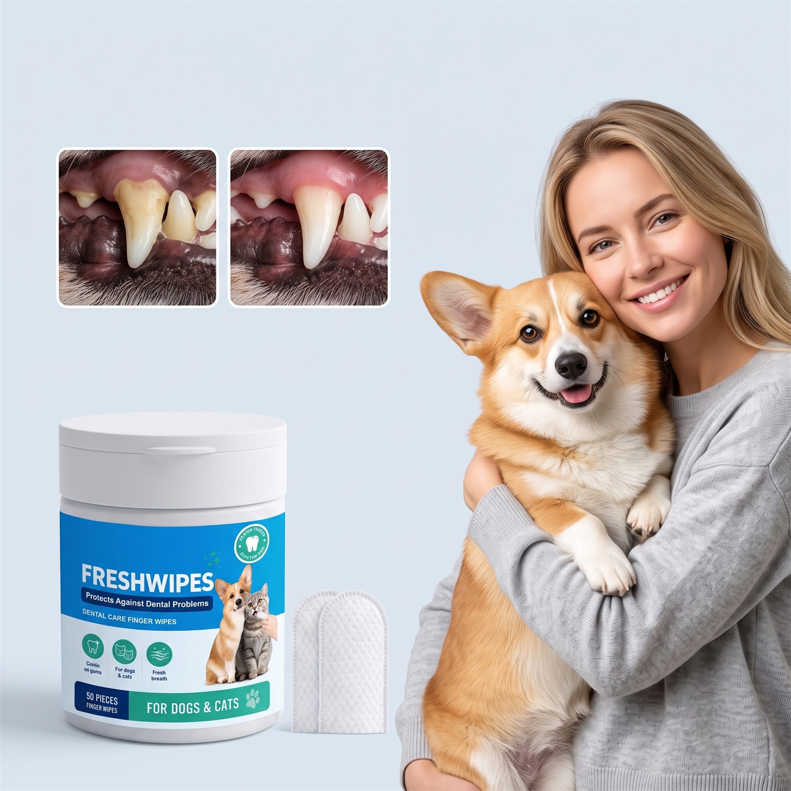 Pet Dental Finger Wipes Soft Comfortable Fresh Clean For Dogs And Cats Oral Teeth Care
