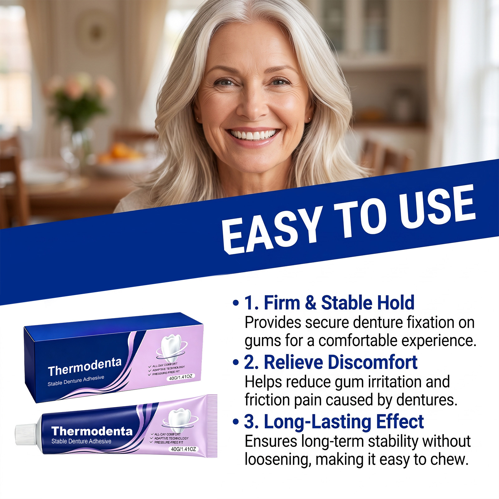 Long Lasting Denture Adhesive For Secure Fixation Of Removable Oral Prosthesis