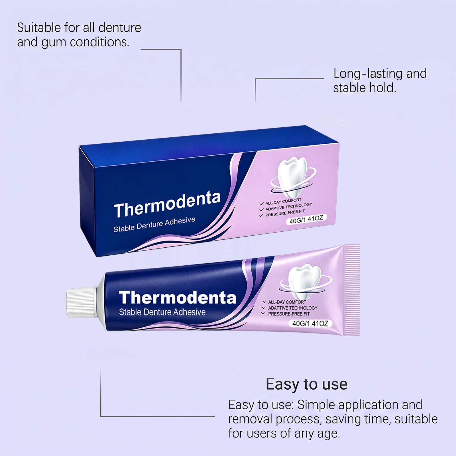 Long Lasting Denture Adhesive For Secure Fixation Of Removable Oral Prosthesis