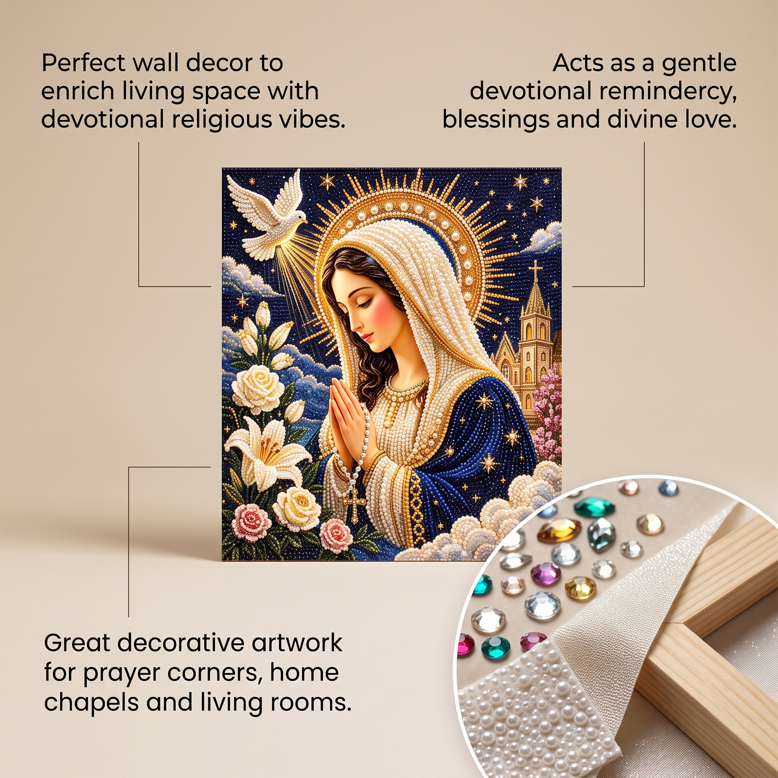 (Sacred Heart Of Jesus) Christmas Diy Art Set Creative Gift Festival Atmosphere Home Diamond Sticker Ornament