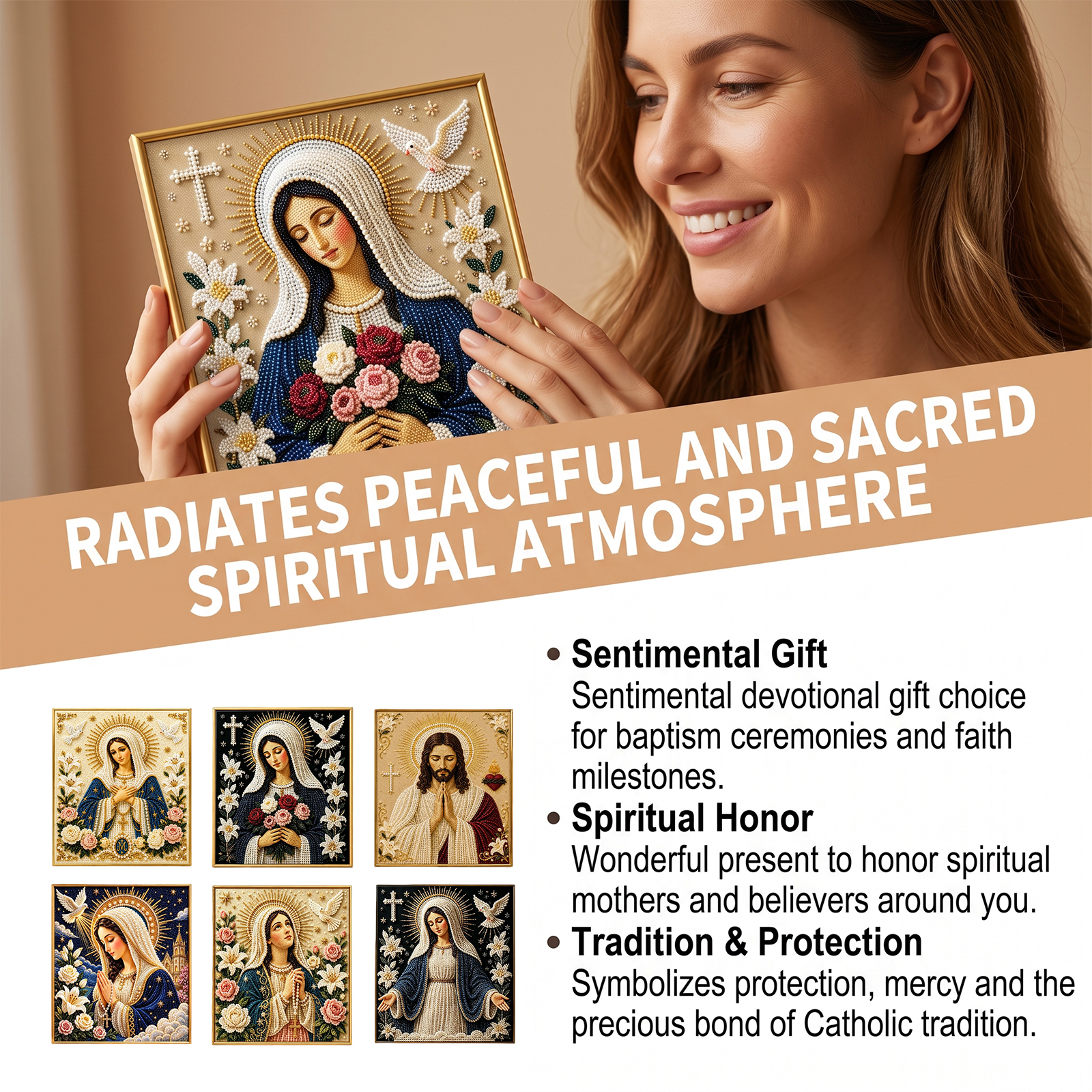 (Sacred Heart Of Jesus) Christmas Diy Art Set Creative Gift Festival Atmosphere Home Diamond Sticker Ornament