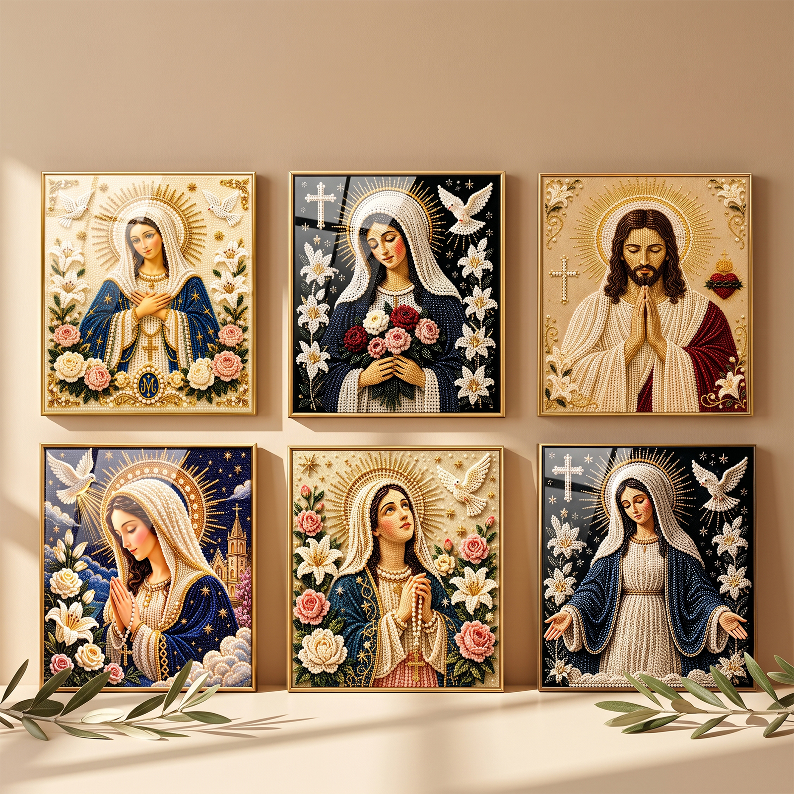 (Sacred Heart Of Jesus) Christmas Diy Art Set Creative Gift Festival Atmosphere Home Diamond Sticker Ornament