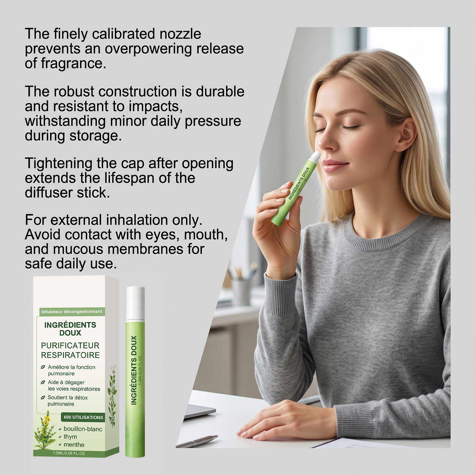 Mullein Scent Aromatherapy Inhaler Natural Plant Ingredient Body Care Moist Mild Daily Portable