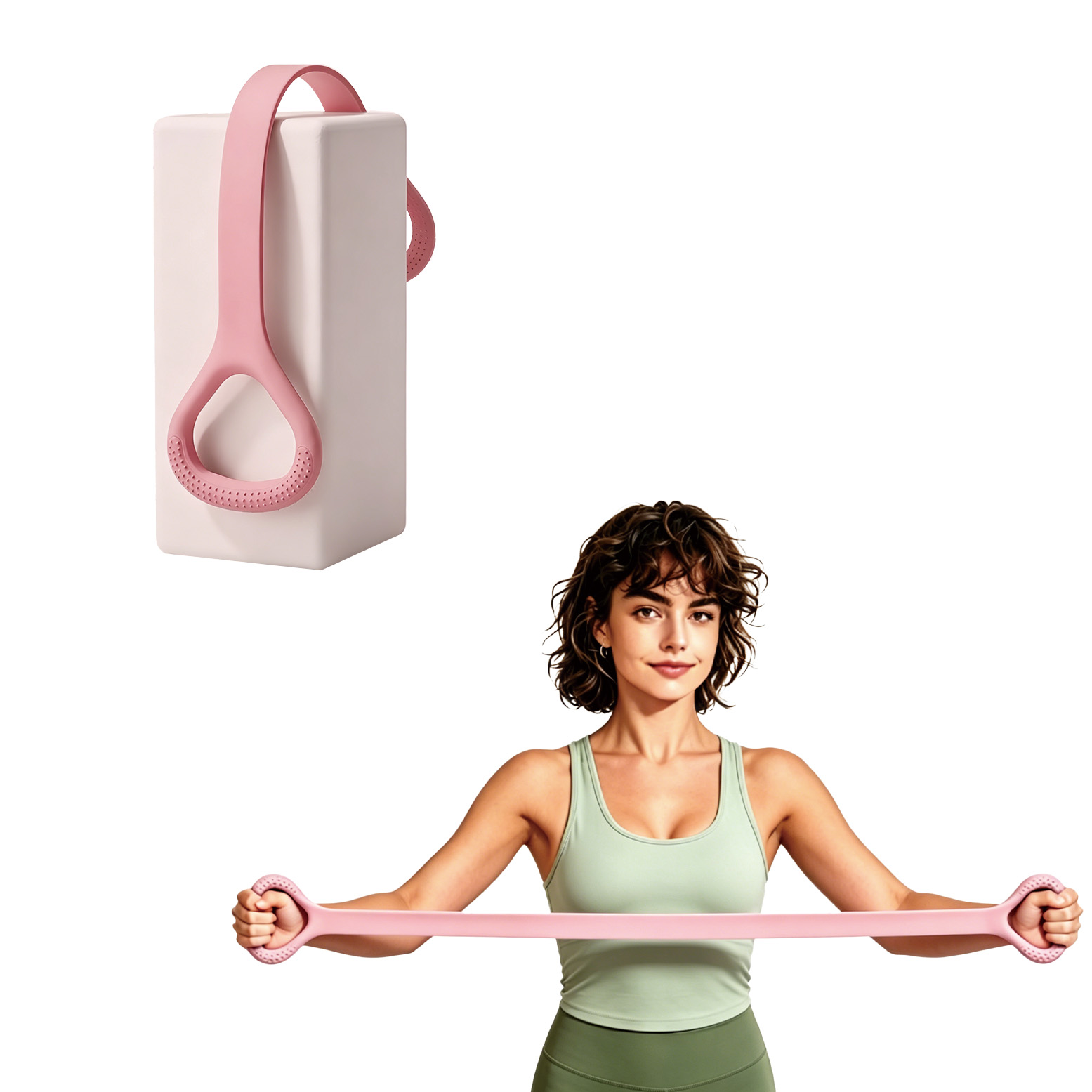 (Pink) Yoga Stretch Belt Soft Wear Resistant Easy Storage Fitness Stretching Dance Training Body Shaping Strap