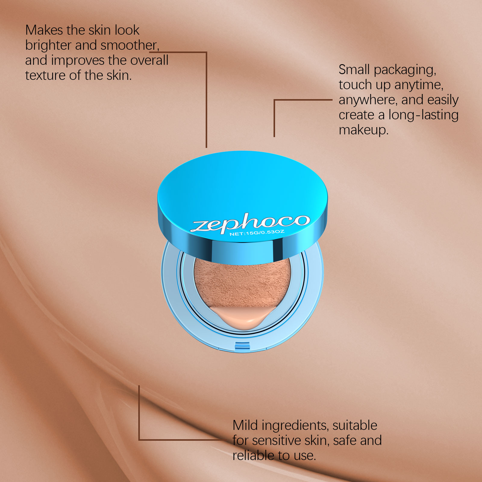 (Ivory White) Matte Concealer Cushion Creates Natural Base Makeup Lightweight Comfortable Non Cracking Concealing Matte Foundation