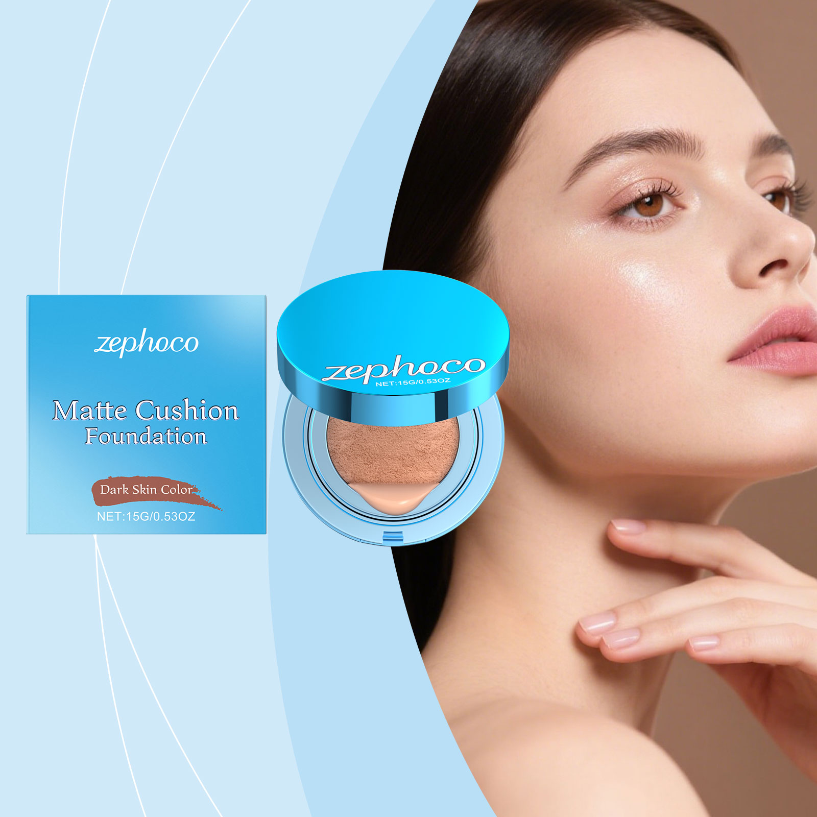 (Ivory White) Matte Concealer Cushion Creates Natural Base Makeup Lightweight Comfortable Non Cracking Concealing Matte Foundation