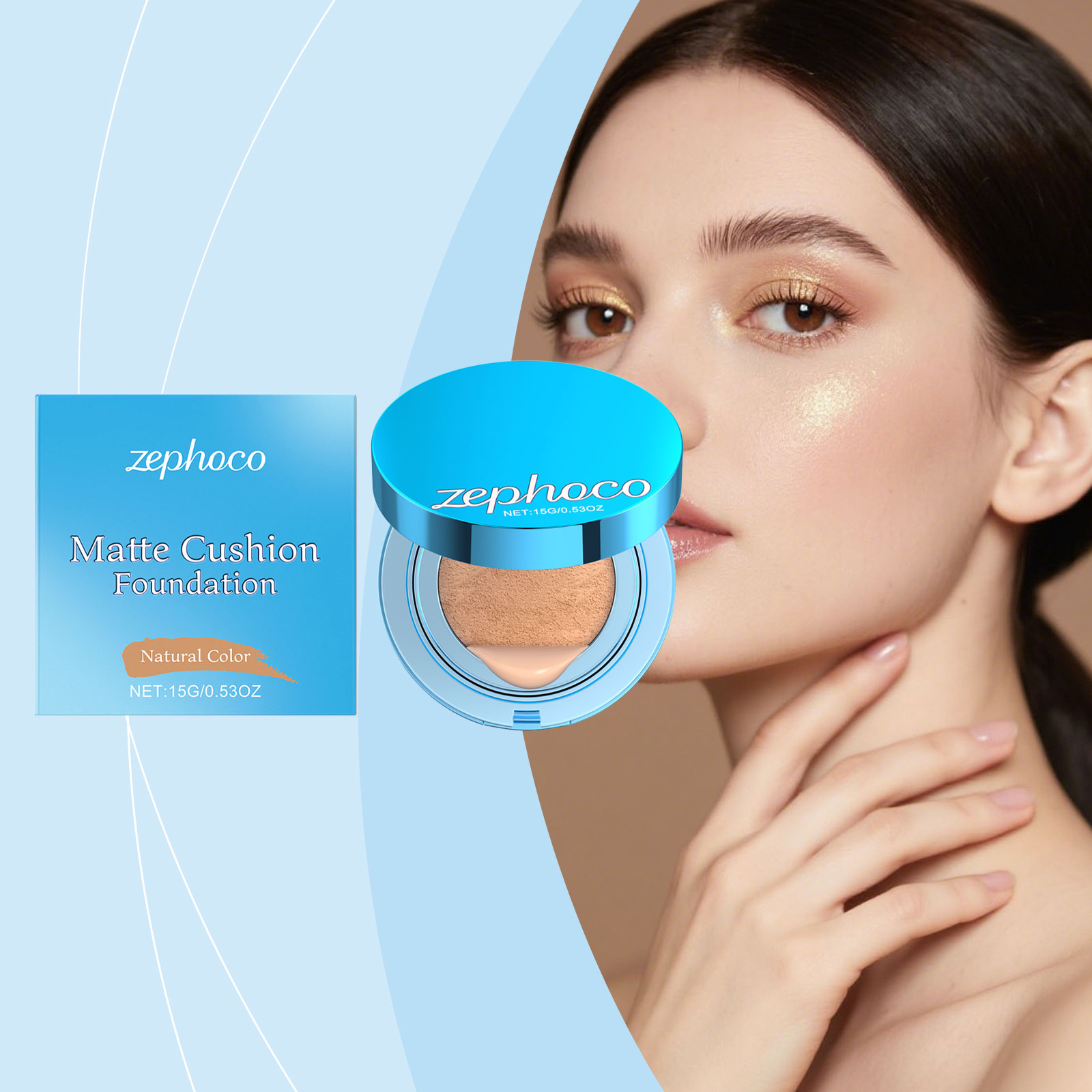 (Ivory White) Matte Concealer Cushion Creates Natural Base Makeup Lightweight Comfortable Non Cracking Concealing Matte Foundation