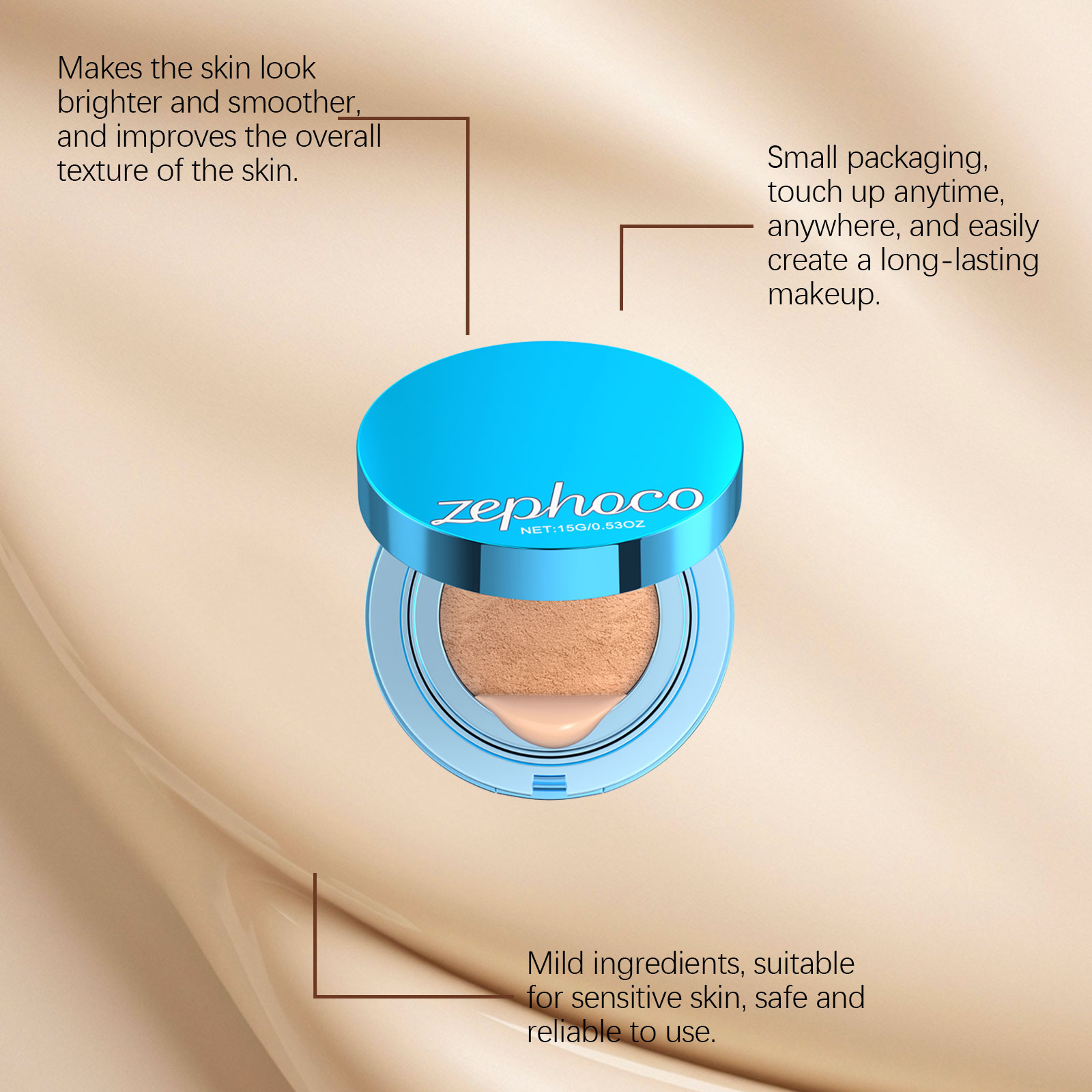 (Ivory White) Matte Concealer Cushion Creates Natural Base Makeup Lightweight Comfortable Non Cracking Concealing Matte Foundation