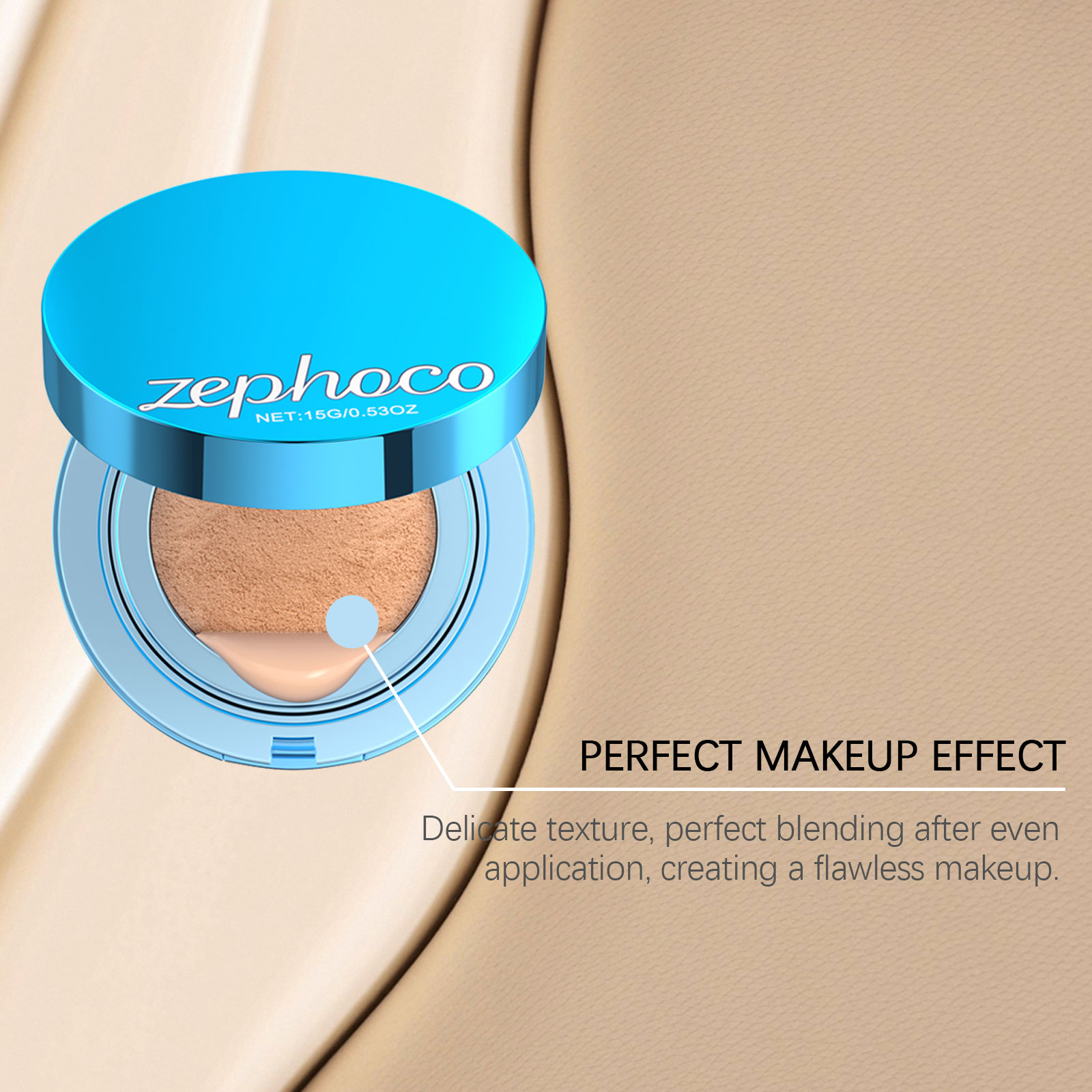 (Ivory White) Matte Concealer Cushion Creates Natural Base Makeup Lightweight Comfortable Non Cracking Concealing Matte Foundation
