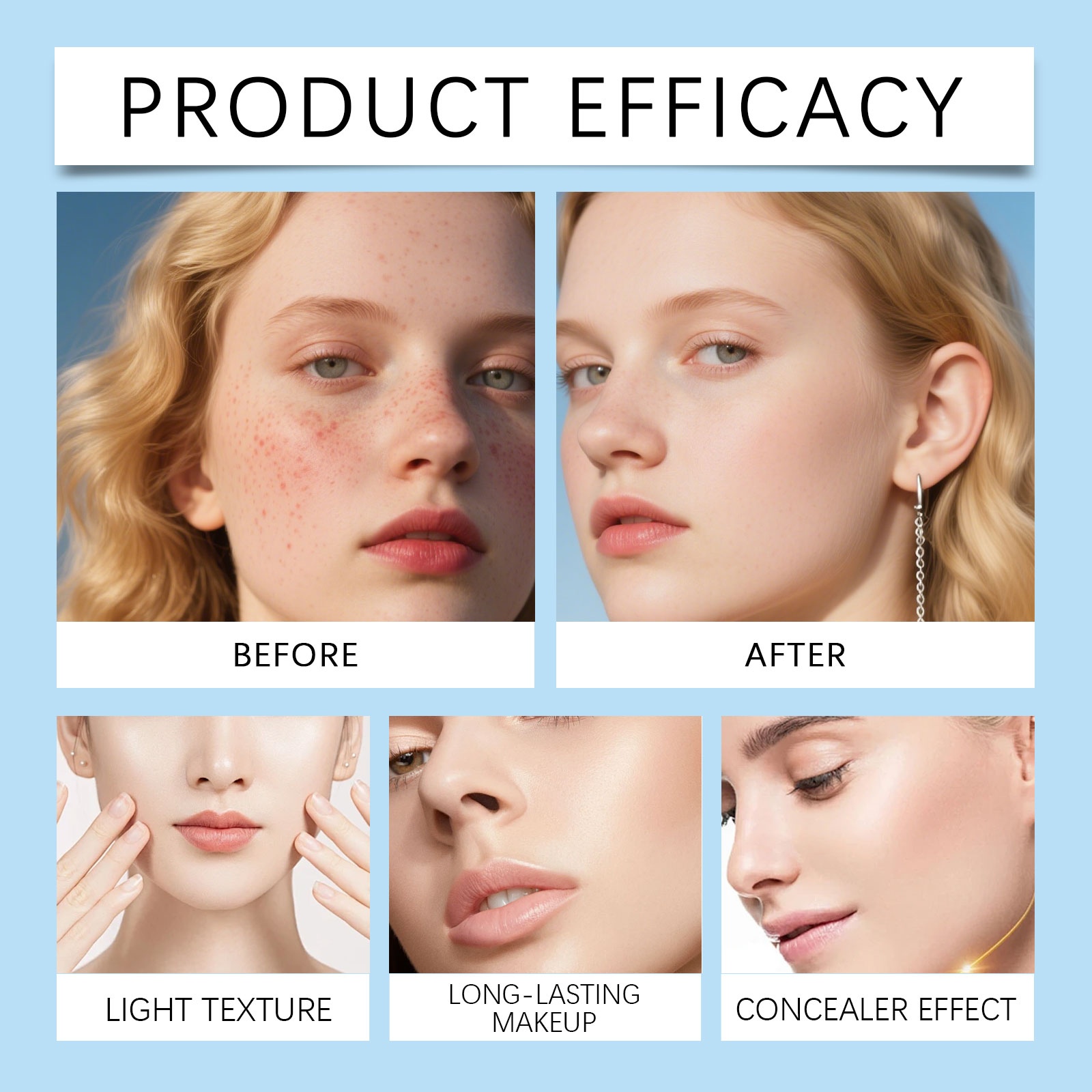 (Ivory White) Matte Concealer Cushion Creates Natural Base Makeup Lightweight Comfortable Non Cracking Concealing Matte Foundation