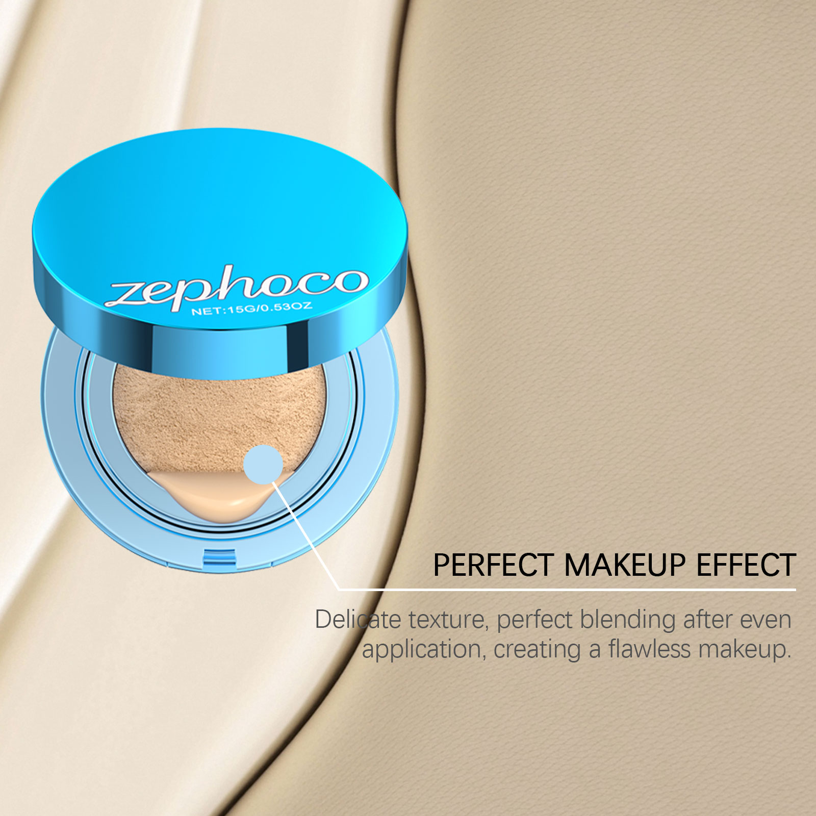 (Ivory White) Matte Concealer Cushion Creates Natural Base Makeup Lightweight Comfortable Non Cracking Concealing Matte Foundation