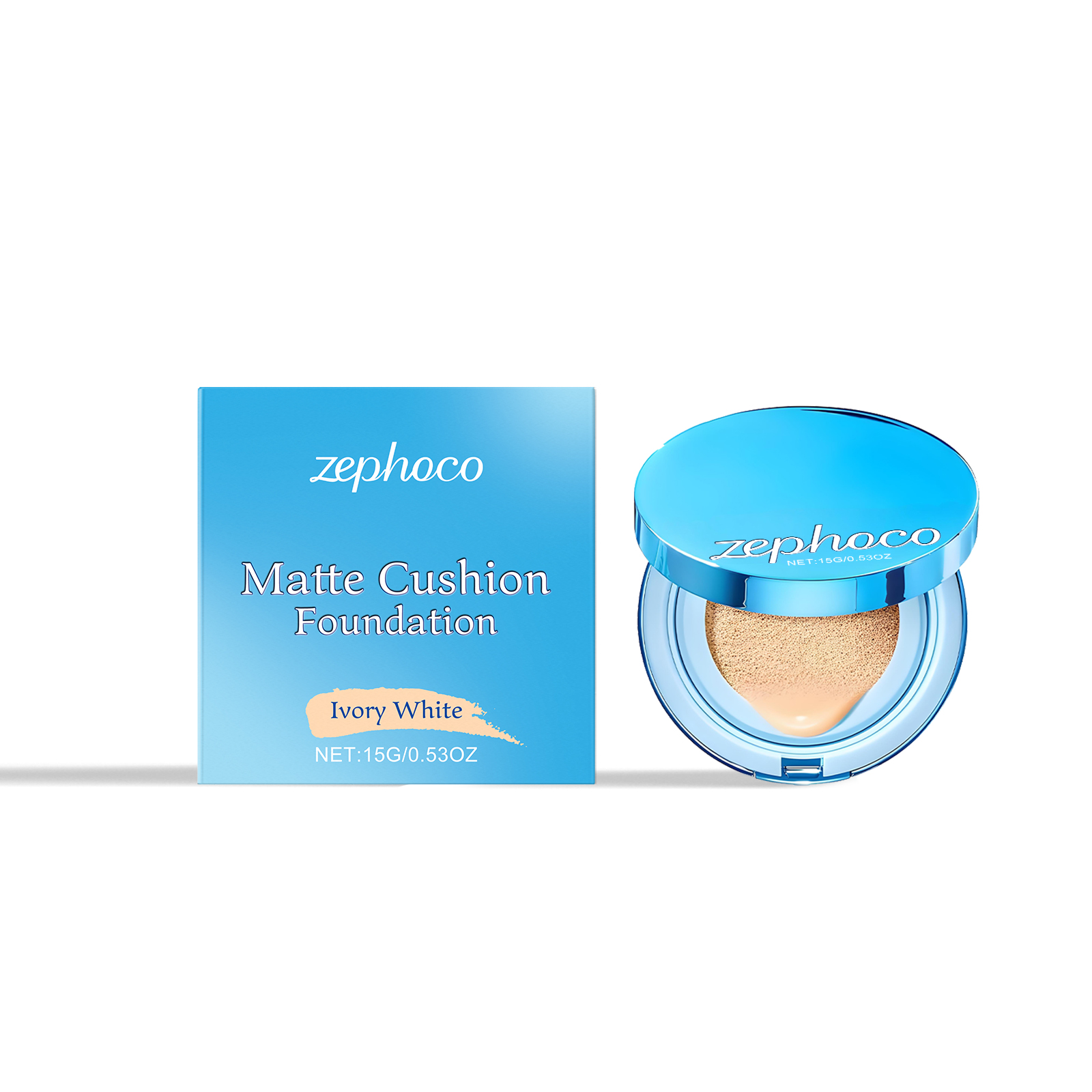 (Ivory White) Matte Concealer Cushion Creates Natural Base Makeup Lightweight Comfortable Non Cracking Concealing Matte Foundation