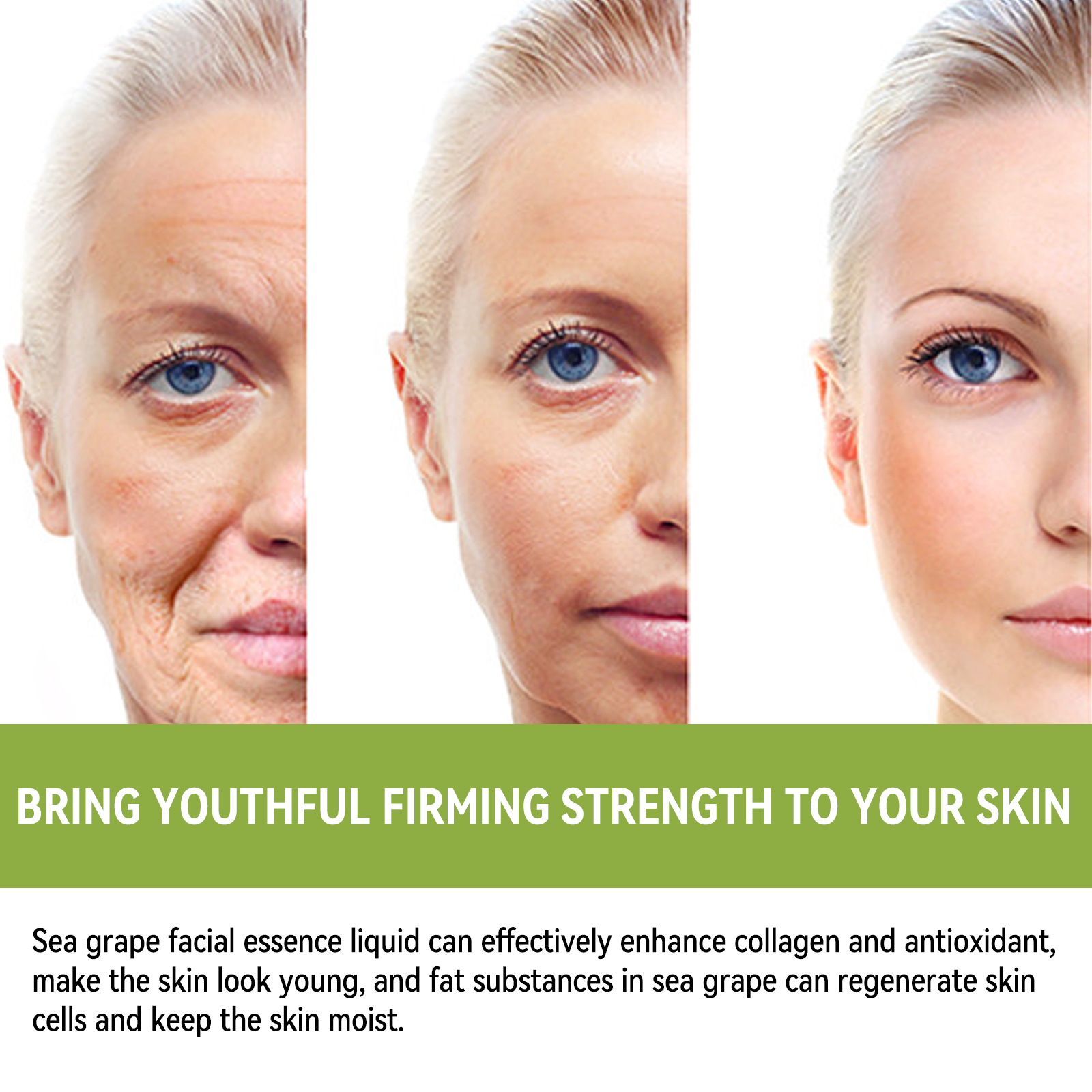 Sea Grape Polypeptide Essence Liquid Mildly Nourishes Facial Skin Hydrates Moisturizes Softens Refreshes