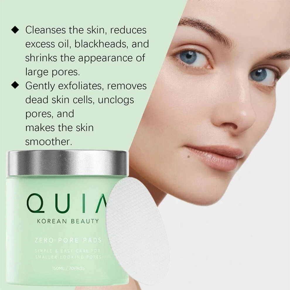 2X QUIA Zero Pore Pads Trgets Large Pores and Uneven Tone Korean Skincare 70pcs