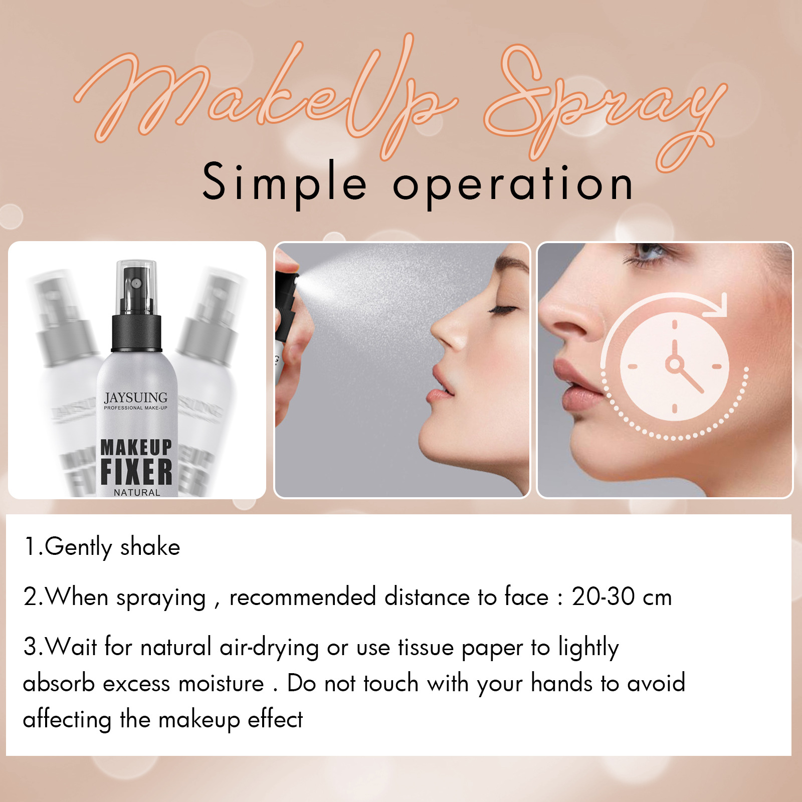 Makeup Setting Spray Waterproof Long Lasting Natural Matte Finish Hydrating With Aloe Vera Vitamin E 30ml