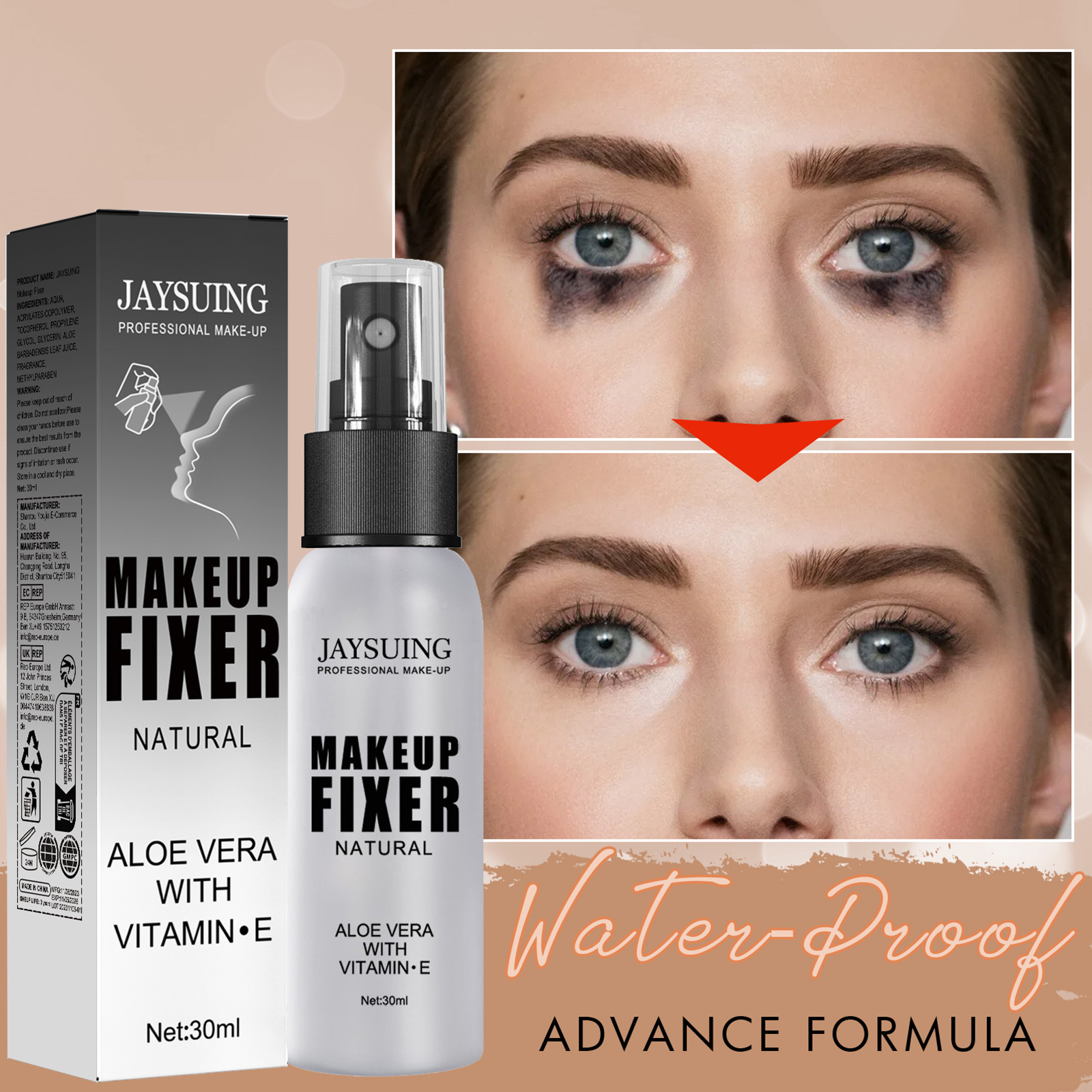 Makeup Setting Spray Waterproof Long Lasting Natural Matte Finish Hydrating With Aloe Vera Vitamin E 30ml