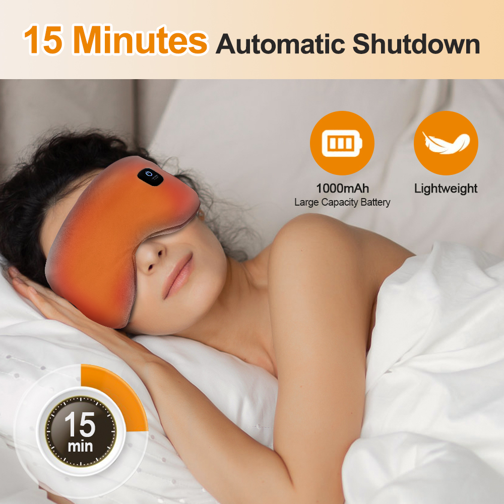 (Black) Heated Eye Mask for Dry Eyes Cordless Warm Eye Compress Sleeping Mask Light Blocking Washable Eye Heating Pad for Travel Office Home