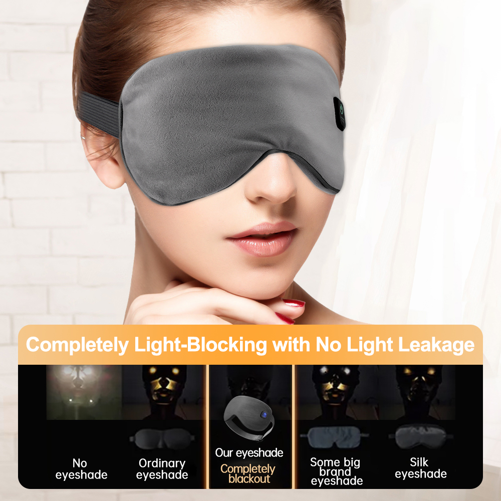 (Black) Heated Eye Mask for Dry Eyes Cordless Warm Eye Compress Sleeping Mask Light Blocking Washable Eye Heating Pad for Travel Office Home
