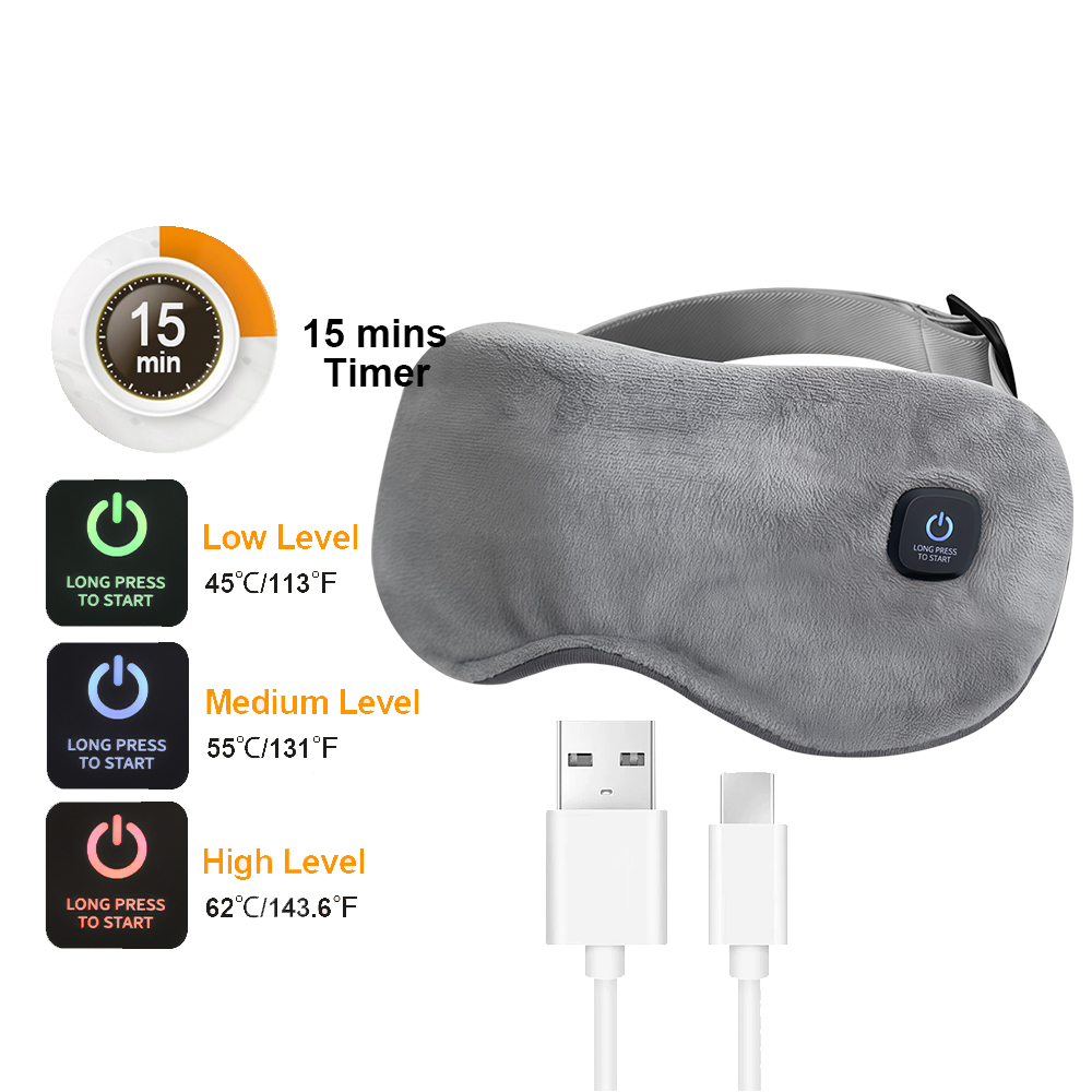 (Black) Heated Eye Mask for Dry Eyes Cordless Warm Eye Compress Sleeping Mask Light Blocking Washable Eye Heating Pad for Travel Office Home