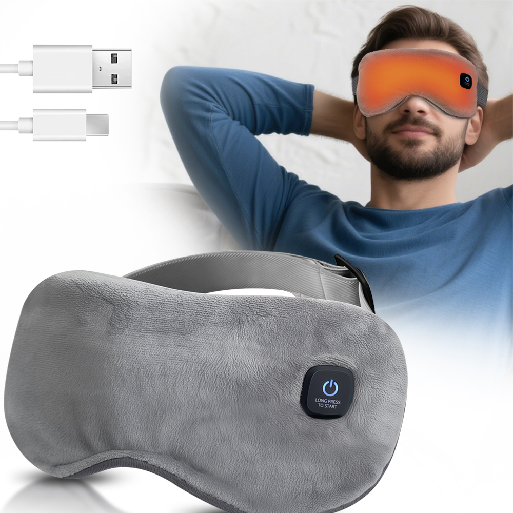 (Black) Heated Eye Mask for Dry Eyes Cordless Warm Eye Compress Sleeping Mask Light Blocking Washable Eye Heating Pad for Travel Office Home