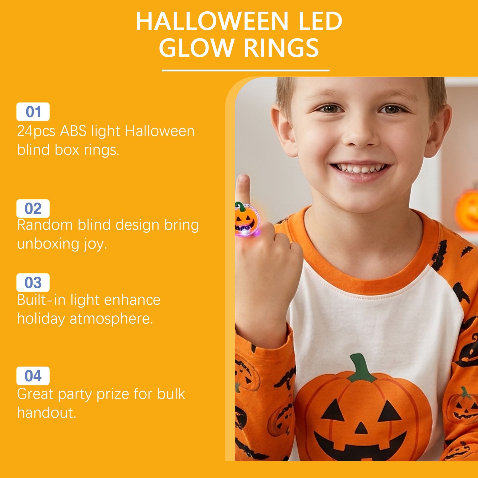Halloween Advent Calendar 24-Day Countdown LED Halloween Rings Light-Up Blind Box Toy Set for Parties Trick or Treat Classroom Rewards for Kids
