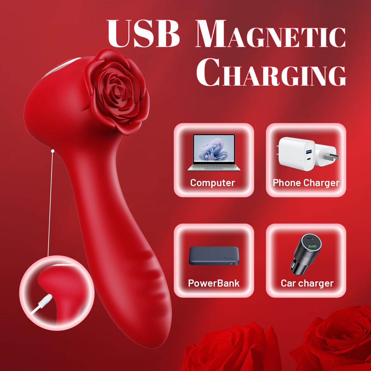Vibrator Massagers Insertable Dildo Small Rotating Bead Wand Adult Sex Toy 3 In 1 Rose Vibrating Wand Clitoral Stimulator Sex Toys for Women