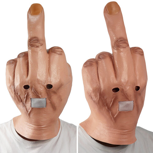 Middle Finger Halloween Full Head Mask Latex Scary Costume Party Cosplay Horror