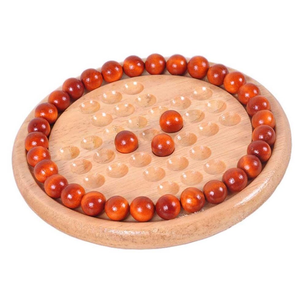Wooden Solitaire Board Game Marble Child Educational Classic Fun Toy