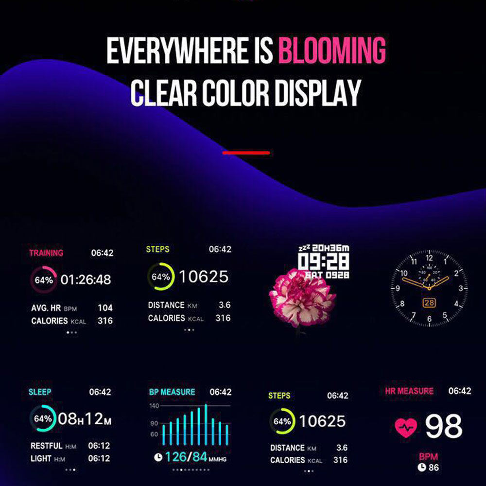 (White) Smart Watch Waterproof Heart Rate Blood Pressure Oxygen Monitoring HD Screen Man Women Sport Smartwatch For Android IOS