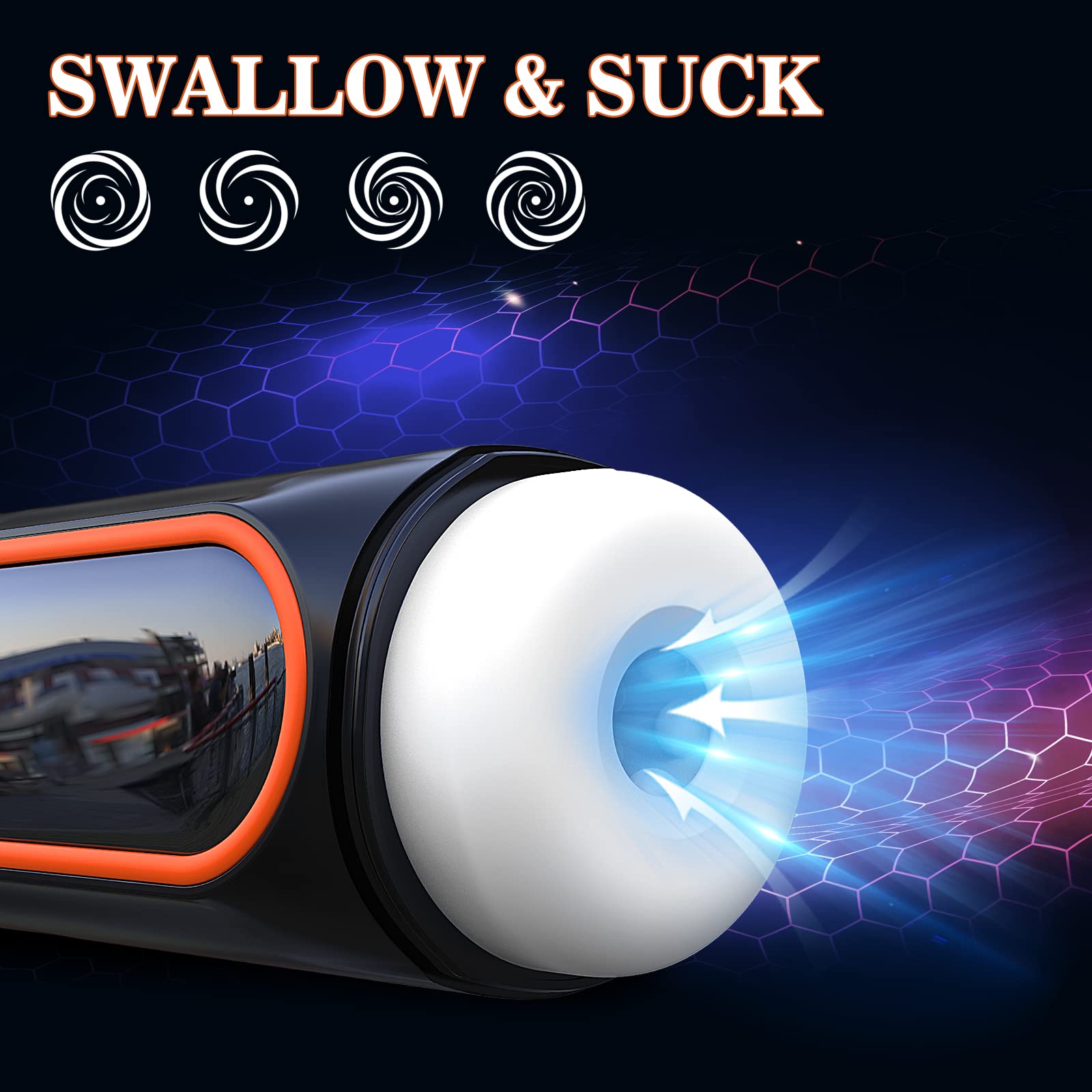 Electric Sucking Male Masturbator Cup Automatic Sex Toys with Powerful Sucking Vibrating and Thrusting Mode Sound Speaker Realistic Fleshy Tight Channel