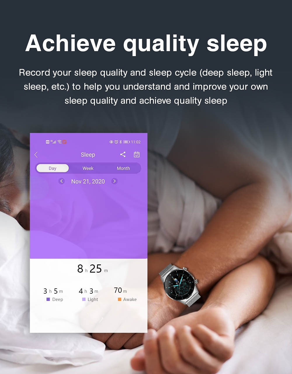 (Silver Steel) Custom Watch Dial Fitness Watch Music Player Activity Trackers Smartwatch For Android iOS Message Reminder