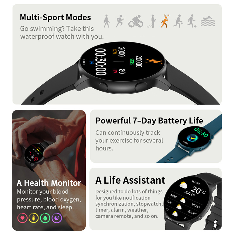 (Blue) Smart Watches Music Control Step Game Watch Bluetooth Bracelet Sport