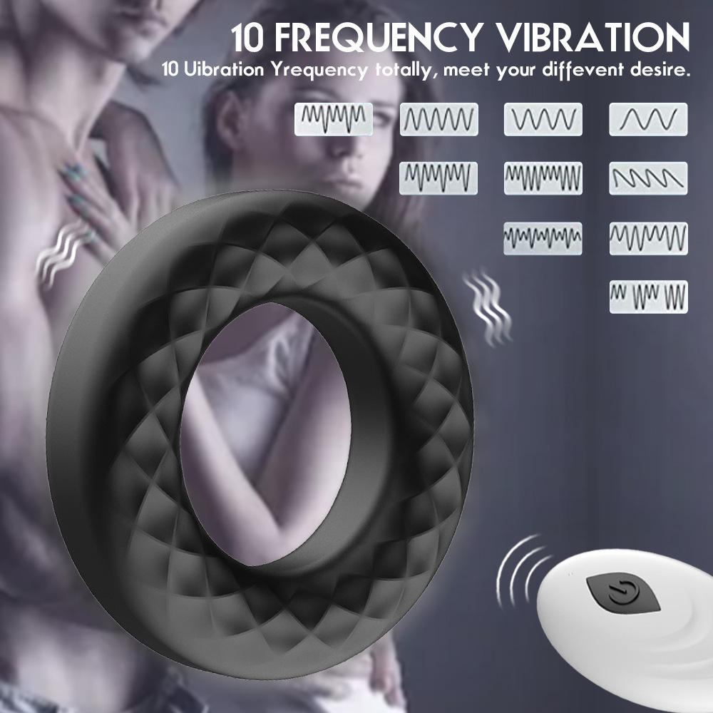 Penis Ring Vibrator Adult Sex Toy Silicone Vibrating Cock Ring 10 Mode USB Rechargeable Life Waterproof for Male Masturbation Men Gay Delay Ejaculation Black