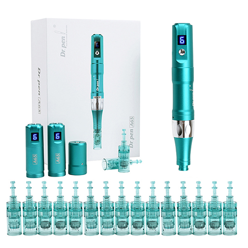 Dr. Pen Ultima A6S Professional Microneedling Pen Wireless Derma Auto Pen Rolling System Skin Care Tool Kit for Face and Body Speed Adjustment 2x 16pin 5x 36pin 5x 42pin 5x Nano Round Cartridges