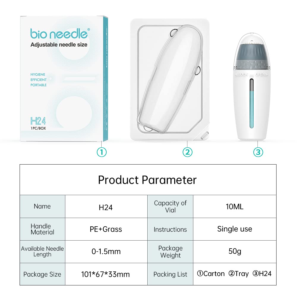 (0.25mm) Hydra Roller Derma Roller Stamp 24 Pins Titanium Serums Microneedle Skin Care Anti Aging Beauty Tools Serum Applicator Adjustable Needle Length 0.25-1.5mm
