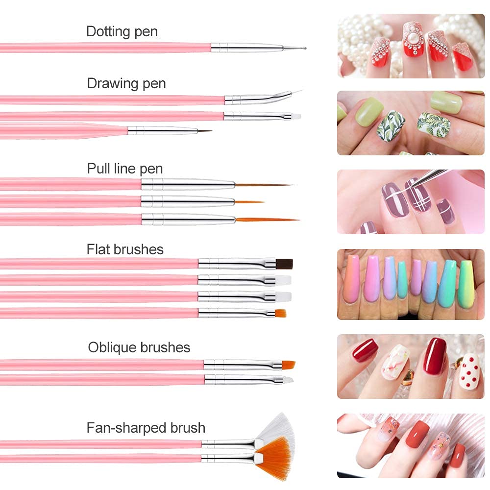 Nail Art Brushes Kits Designer Nail Drawing Painting Brushes Set Nail Art Dotting Pen Tools Kit Nail Foil Stripping Manicure Tape Rhinestones Best