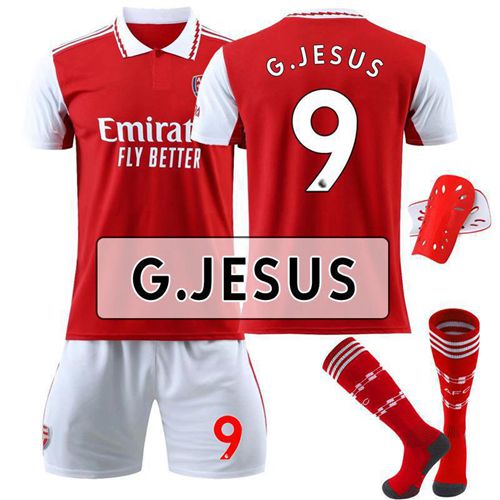 2223 Arsenal Home Kids Jersey Set No. 9 Jesus with Socks And Pads